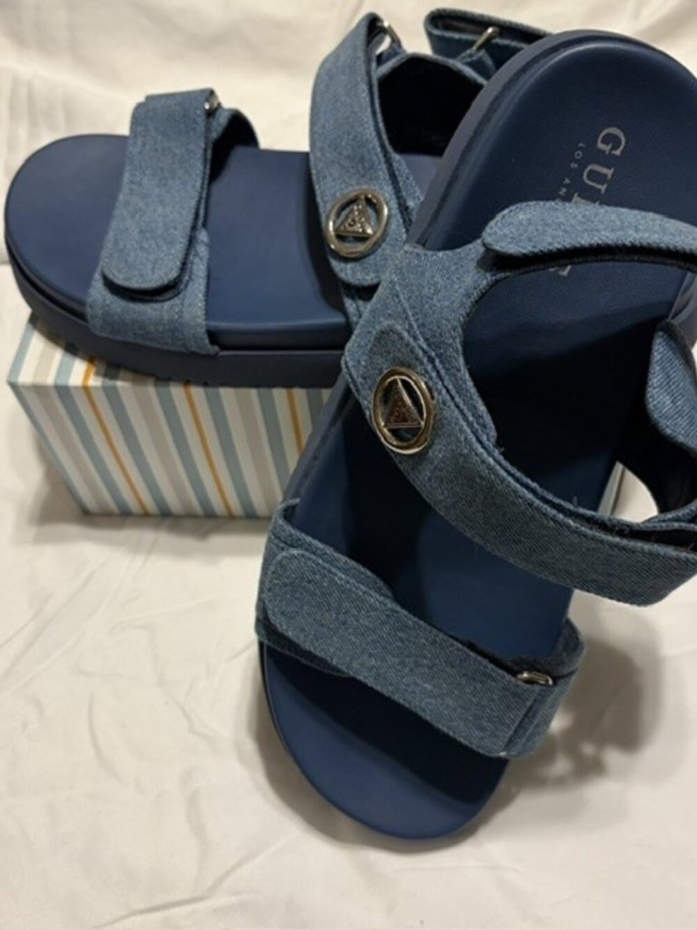 Like New Denim Guess Sandals 7.5M